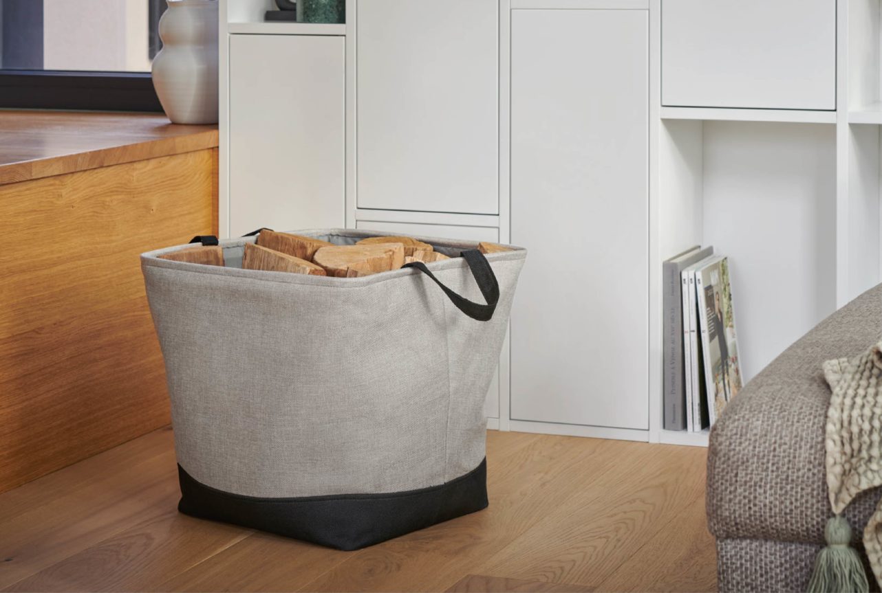 Sac pour bois de chauffage en feutre gris clair 50x35x27cm – Kaminladen