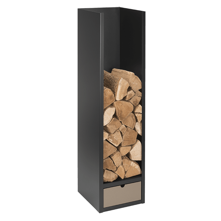 Range-bûches Intérieur/extérieur En Acier Noir 55x30x116 Cm - Pour Bois De Chauffage, Montage Facile